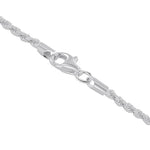Solid 925 Sterling Silver Italian 2.5 mm Braided Rope Chain Necklace