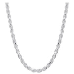 Italian 925 Sterling Silver 5mm Wide Faceted Cut Rope Chain Necklace