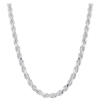 Italian 925 Sterling Silver Faceted Cut Rope Chain Necklace - Gem Avenue