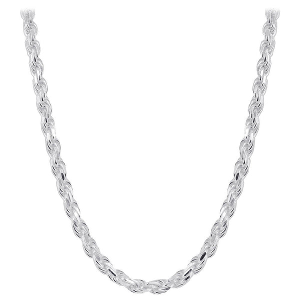 Italian 925 Sterling Silver Faceted Cut Rope Chain Necklace - Gem Avenue