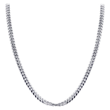 925 Sterling Silver with Rhodium Plating 4mm Curb Cuban Chain Necklace