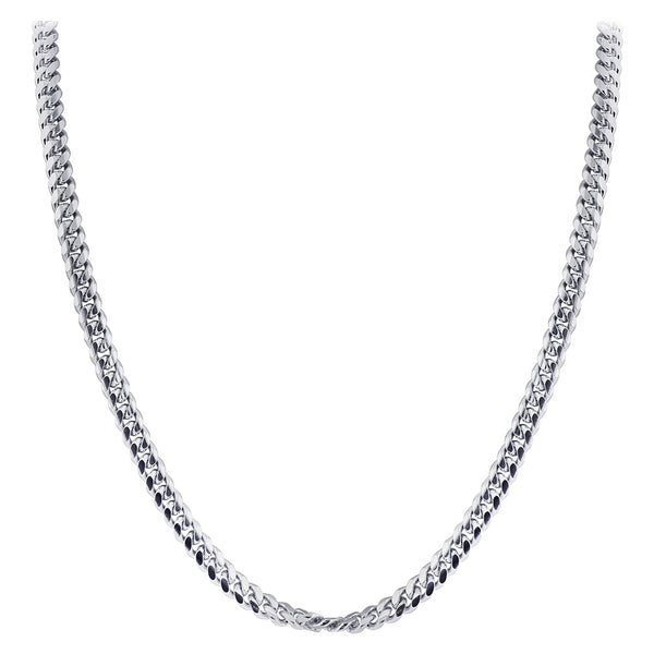 925 Sterling Silver with Rhodium Plating 4mm Curb Cuban Chain Necklace