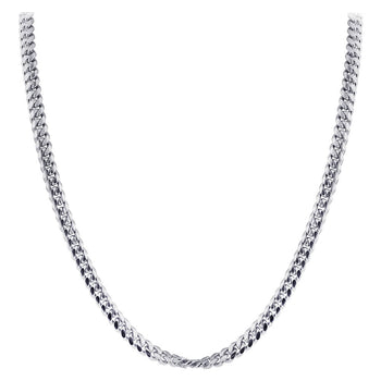 925 Sterling Silver with Rhodium Plating Curb/Cuban Chain Necklace - Gem Avenue