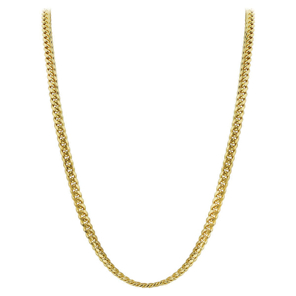 Gold Plated Italian 925 Sterling Silver Vermeil Curb/Cuban Chain Necklace - Gem Avenue