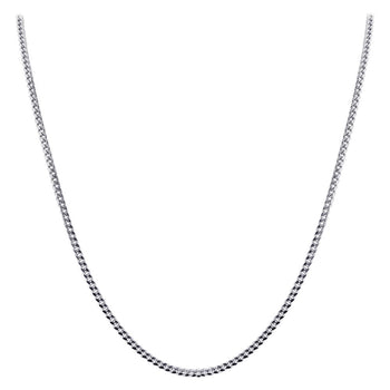 925 Sterling Silver with Rhodium Plating Curb/Cuban Chain Necklace - Gem Avenue