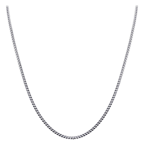 925 Sterling Silver with Rhodium Plating Curb/Cuban Chain Necklace - Gem Avenue