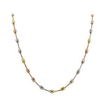 Tri-Color Italian Solid 925 Sterling Silver 3mm Link Chain Necklace
