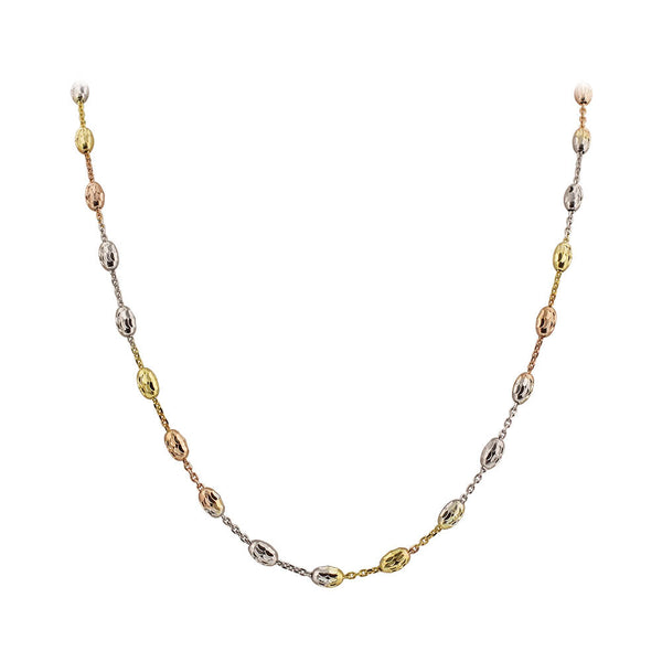 Tri Color Italian 925 Sterling Silver Chain Necklace - Gem Avenue
