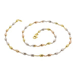 Tri-Color Italian Solid 925 Sterling Silver 3mm Link Chain Necklace