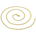 Gold Plated 925 Sterling Silver 2mm Vermeil Curb Cuban Chain Necklace