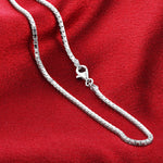 Solid 925 Sterling Silver 2.5mm Italian Box Link Chain Necklace Classic Unisex Jewelry