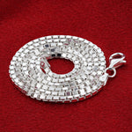 Solid 925 Sterling Silver 2.5mm Italian Box Link Chain Necklace Classic Unisex Jewelry