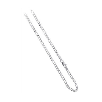 Italian 925 Sterling Silver wide Figaro Chain Necklace - Gem Avenue