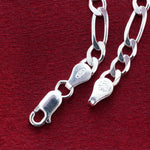 925 Sterling Silver Real Solid 5mm Figaro Link Italian Chain Necklace