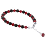 Gemstone Beads & Austrian Crystals Bracelet 925 Sterling Silver Elegant Jewelry