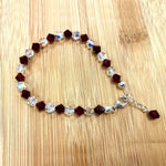 Gemstone Beads & Austrian Crystals Bracelet 925 Sterling Silver Elegant Jewelry