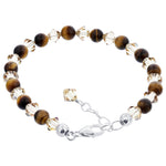 Gemstone Beads & Austrian Crystals Bracelet 925 Sterling Silver Elegant Jewelry