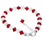Gemstone Beads & Austrian Crystals Bracelet 925 Sterling Silver Elegant Jewelry