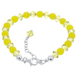 Gemstone Beads & Austrian Crystals Bracelet 925 Sterling Silver Elegant Jewelry