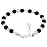 Gemstone Beads & Austrian Crystals Bracelet 925 Sterling Silver Elegant Jewelry