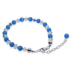 Gemstone Beads & Austrian Crystals Bracelet 925 Sterling Silver Elegant Jewelry