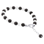 Gemstone Beads & Austrian Crystals Bracelet 925 Sterling Silver Elegant Jewelry