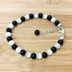 Gemstone Beads & Austrian Crystals Bracelet 925 Sterling Silver Elegant Jewelry