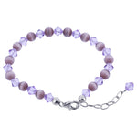Gemstone Beads & Austrian Crystals Bracelet 925 Sterling Silver Elegant Jewelry