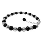 Gemstone Beads & Austrian Crystals Bracelet 925 Sterling Silver Elegant Jewelry