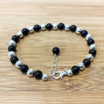Gemstone Beads & Austrian Crystals Bracelet 925 Sterling Silver Elegant Jewelry