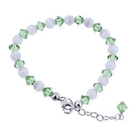Gemstone Beads & Austrian Crystals Bracelet 925 Sterling Silver Elegant Jewelry