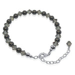 Gemstone Beads & Austrian Crystals Bracelet 925 Sterling Silver Elegant Jewelry