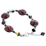 Blown Glass with Multicolor Austrian Crystals 925 Silver 8 to 9