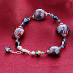 Blown Glass with Multicolor Austrian Crystals 925 Silver 8 to 9