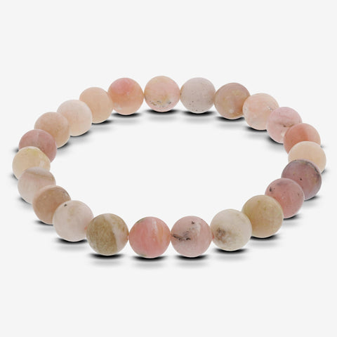 Pink Opal Gemstone Beads Stretch Bracelet - Gem Avenue