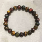 8mm Multicolor Tiger Eye Round Bead Handmade Stretch Bracelet
