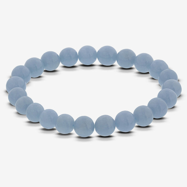 Angelite Gemstone Bead Handmade Stretch Bracelet - Gem Avenue
