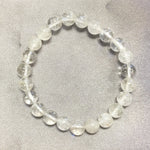 8mm Clear Quartz Gemstone Bead Handmade Stretch Bracelet