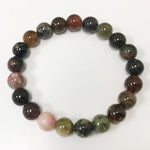 8mm Multicolor Tourmaline Gemstone Unisex Stretch Bracelet