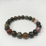 8mm Multicolor Tourmaline Gemstone Unisex Stretch Bracelet