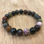 8mm Multicolor Tourmaline Gemstone Unisex Stretch Bracelet