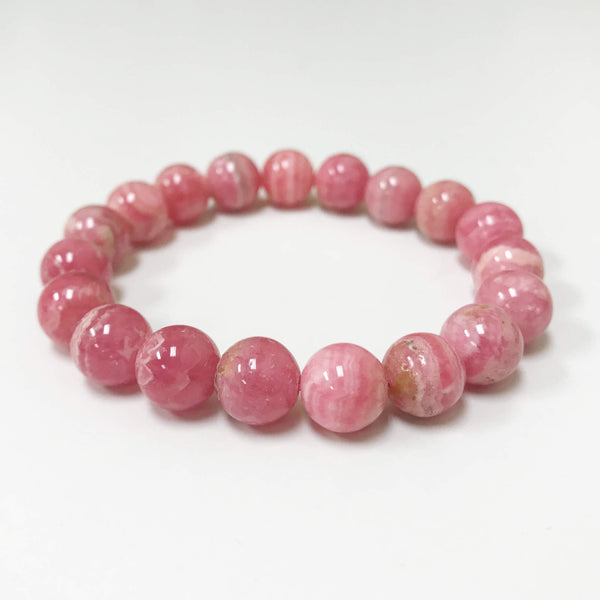 Rhodochrosite Gemstone Bead Unisex Handmade Stretch Bracelet - Gem Avenue Wholesale