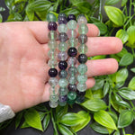 8mm Fluorite Gemstone Unisex Handmade Stretch Bracelet