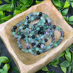 8mm Fluorite Gemstone Unisex Handmade Stretch Bracelet