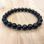 8mm Black Tourmaline Gemstone Handmade Stretch Unisex Bracelet