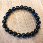8mm Black Tourmaline Gemstone Handmade Stretch Unisex Bracelet