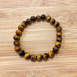 8mm Brown Tigers Eye Unisex Handmade Stretch Bracelet