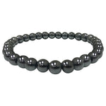 6mm Simulated Hematite Round Beads Stretchable Unisex Bracelets