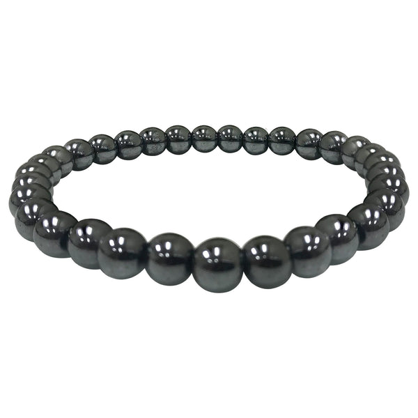 Simulated Black Hematite Beads Stretchable Unisex Bracelets - Gem Avenue