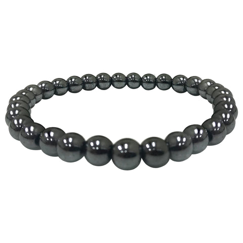 Simulated Black Hematite Beads Stretchable Unisex Bracelets - Gem Avenue